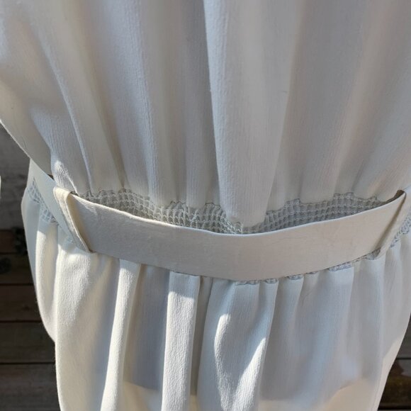 Vintage 80s 90s Full Button Belted Long Dolman Sleeve Pleated Midi Dress - Picture 7 of 16